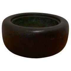 Large Japanese Sculptured Wood Brazier with Liner