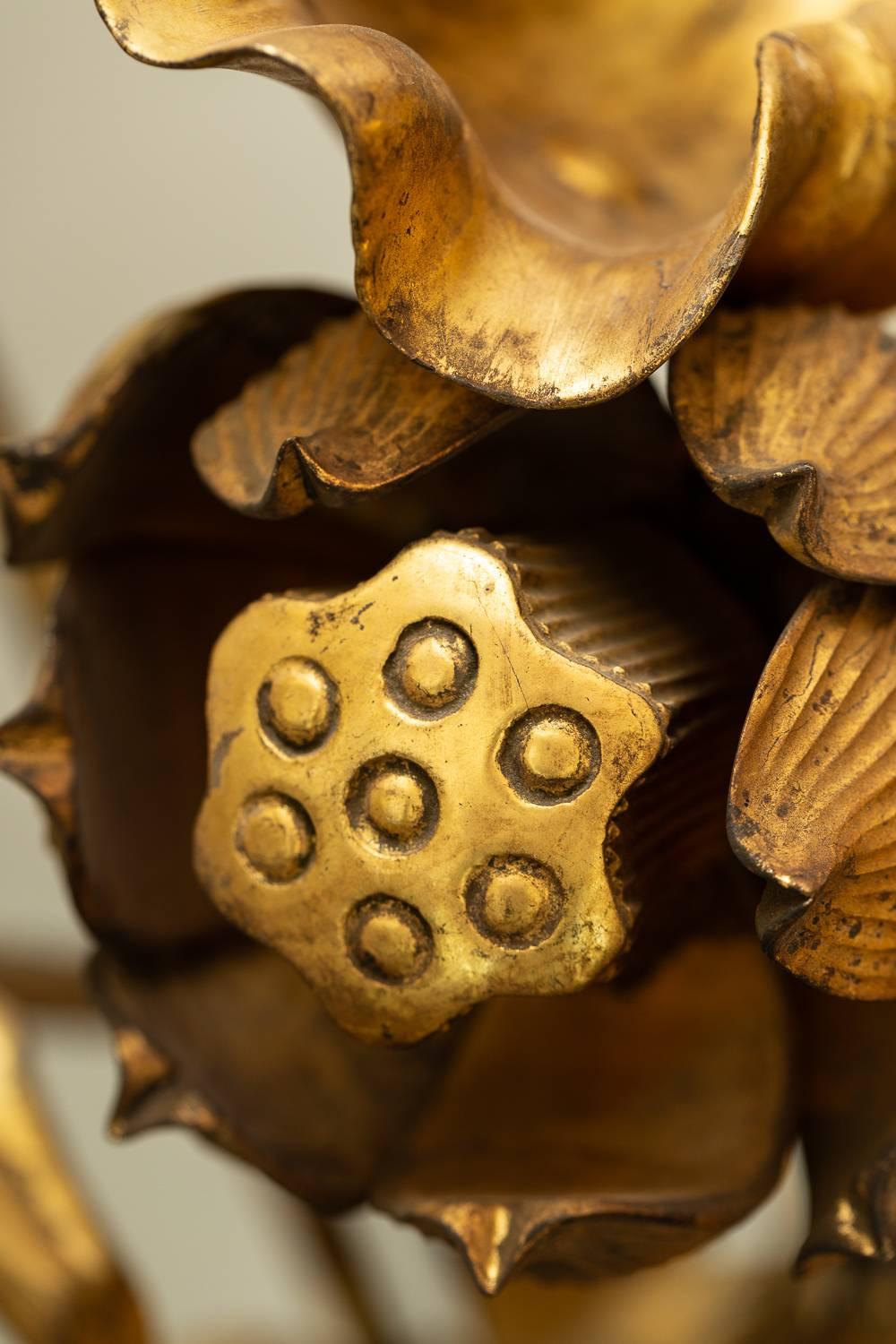 17th-18th century Buddhist emple altar flowers, hand-carved and gilded wood with metal fittings. Dimensions variable.
 