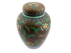Large Japanese Totai Covered Cloisonne Enamel Porcelain Jar