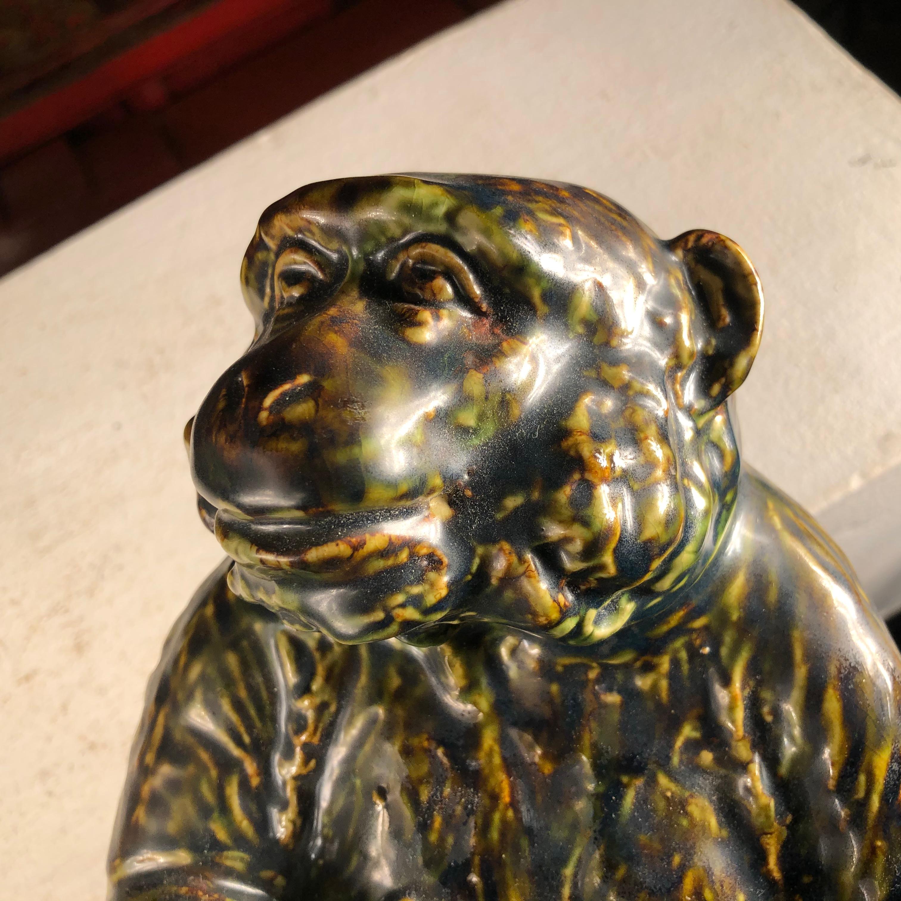 Large Japanese Vintage Hand Painted Monkey Sculpture In Good Condition In South Burlington, VT