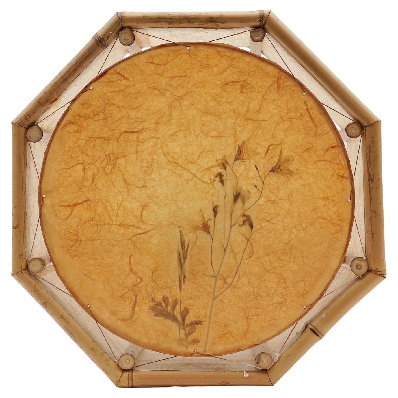 Large japanese wall lamp made of bamboo and rice paper, Mid-Century Modern 1960s For Sale