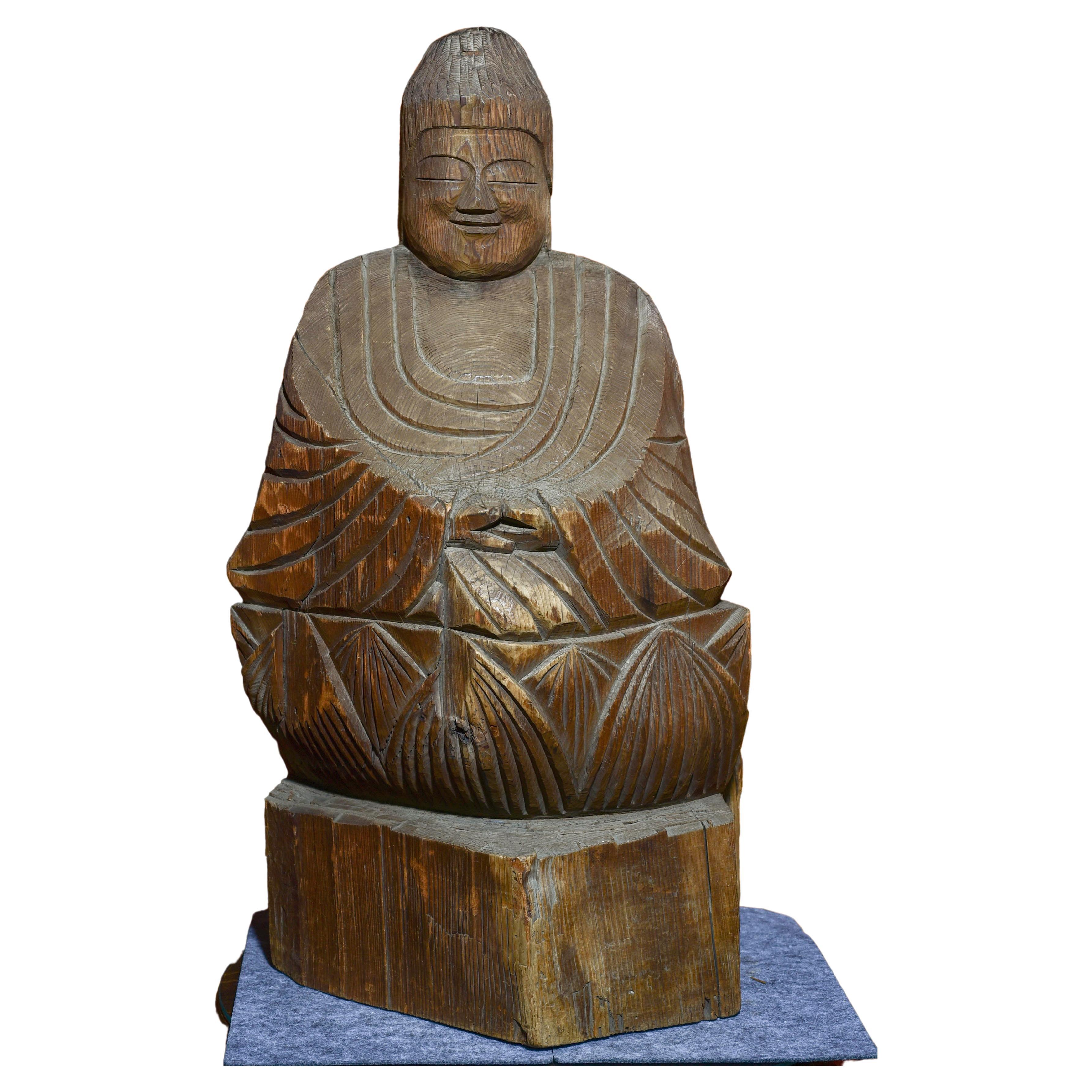 Large Japnese Buddha -Carved by Enku? For Sale