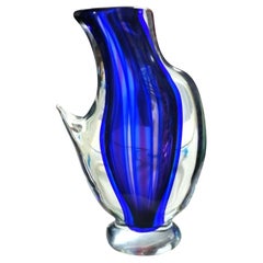 Grand vase en verre de Murano avec motif de Flavio Poli, années 1960