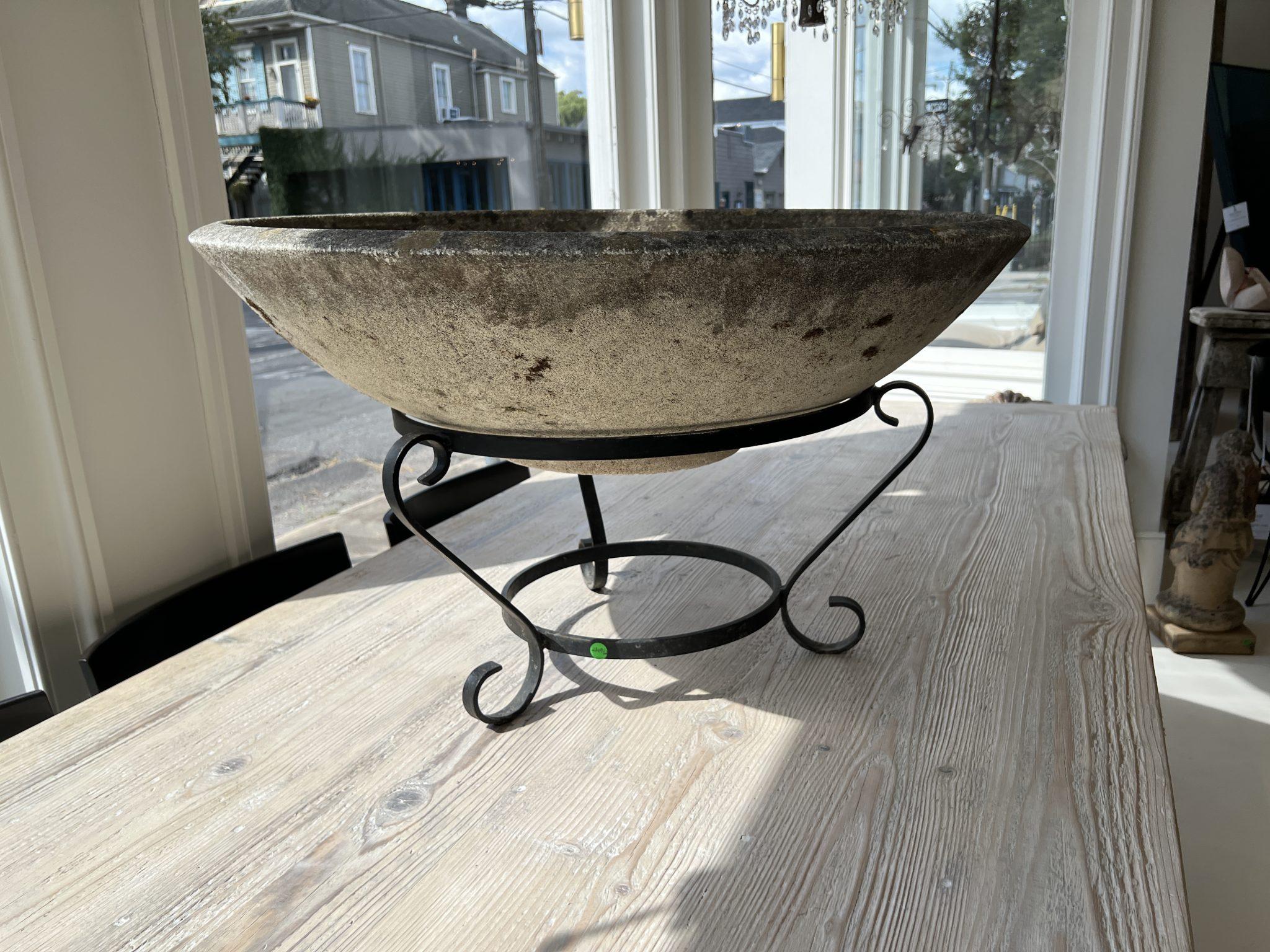 20th Century Large Jardiniere with Black Iron Stand For Sale