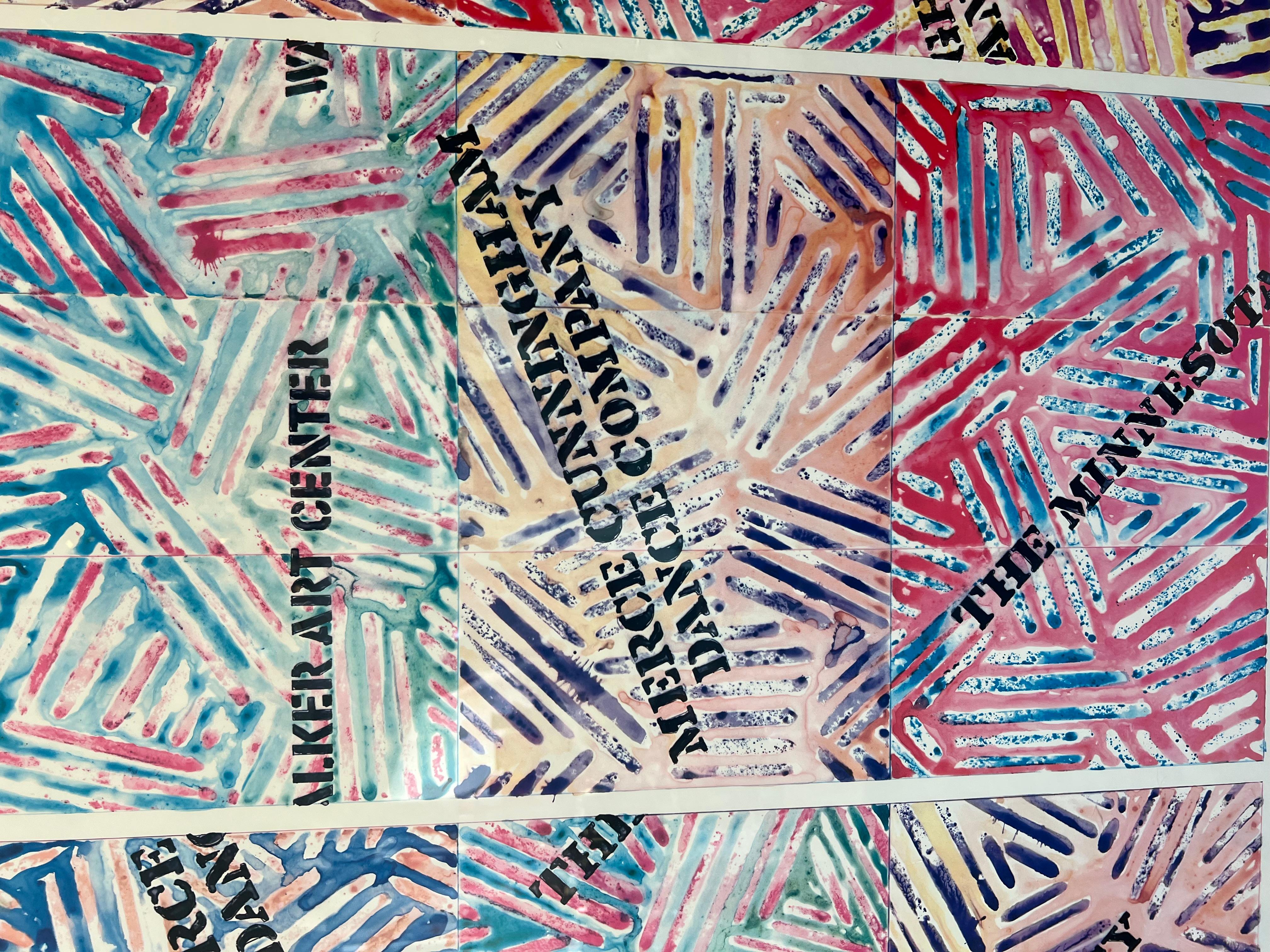 Precioso cartel de la exposición de Jasper Johns en el Walker Art Center, hacia 1981. Enmarcado profesionalmente.