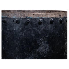 Gran Olla de Tambor Javanesa de Teca Negra, Pieza Étnica Tallada a Mano, Siglo XX