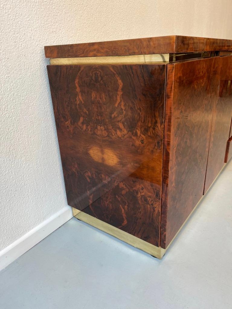 Large Jean Claude Mahey Burl & Brass Signed Sideboard, France ca. 1970s 5