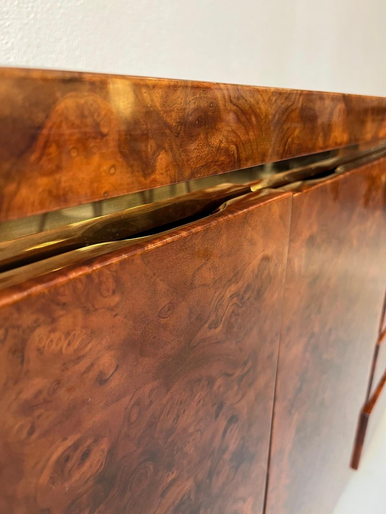 Large Jean Claude Mahey Burl & Brass Signed Sideboard, France ca. 1970s 9