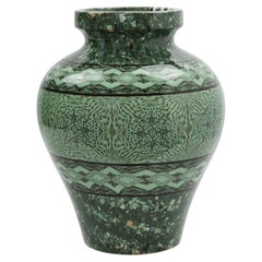 Large Jean Gerbino Green Terre Mêlée Urn Vase, France, 1930s, 27.5 cm