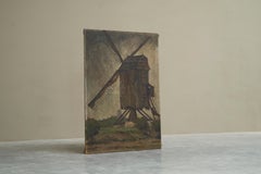 Jean Joseph Allaert 'Windmill in Flanders' Large Oil on Canvas Belgium 1900