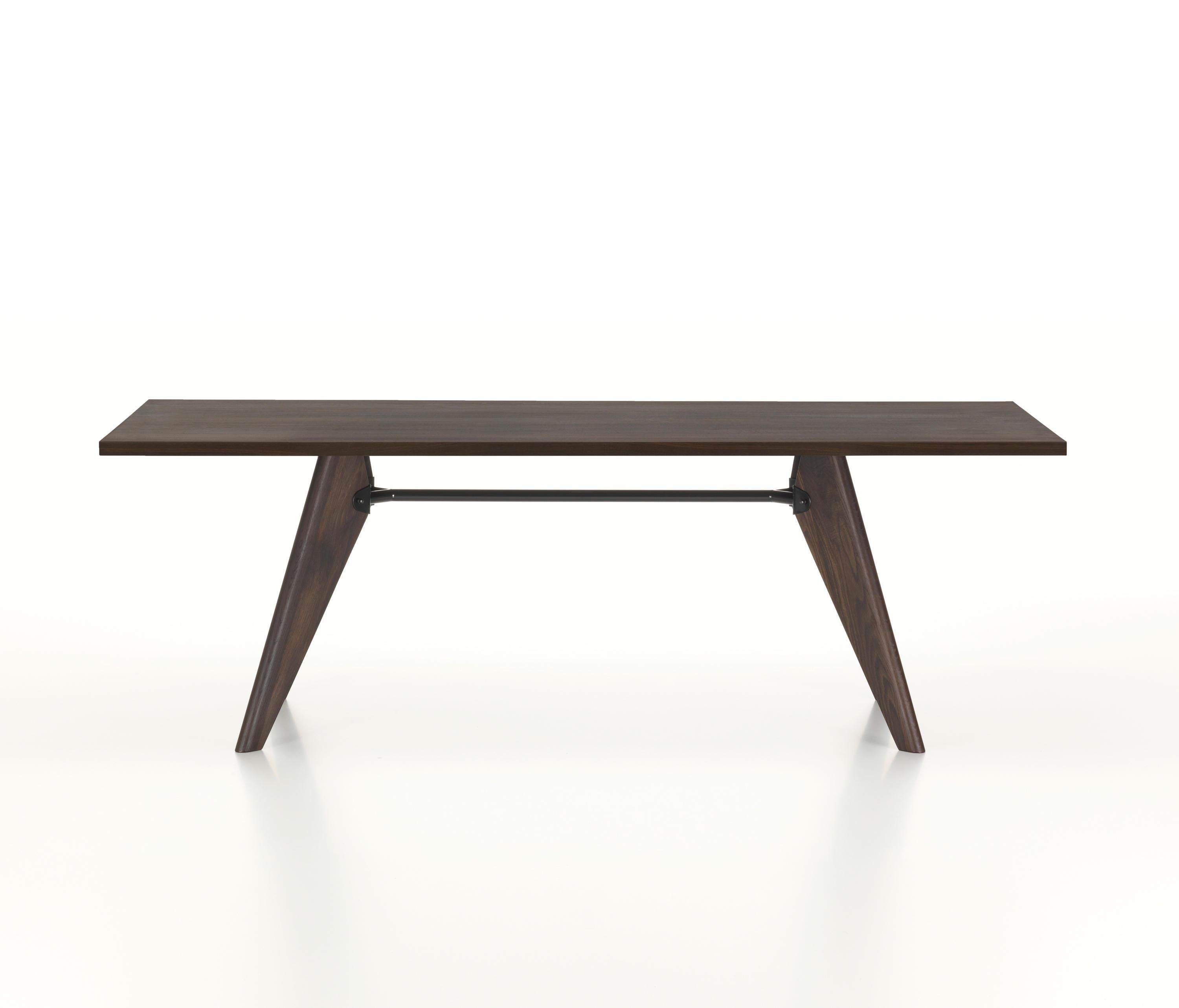Powder-Coated Large Jean Prouvé Table Solvay in American Walnut for Vitra