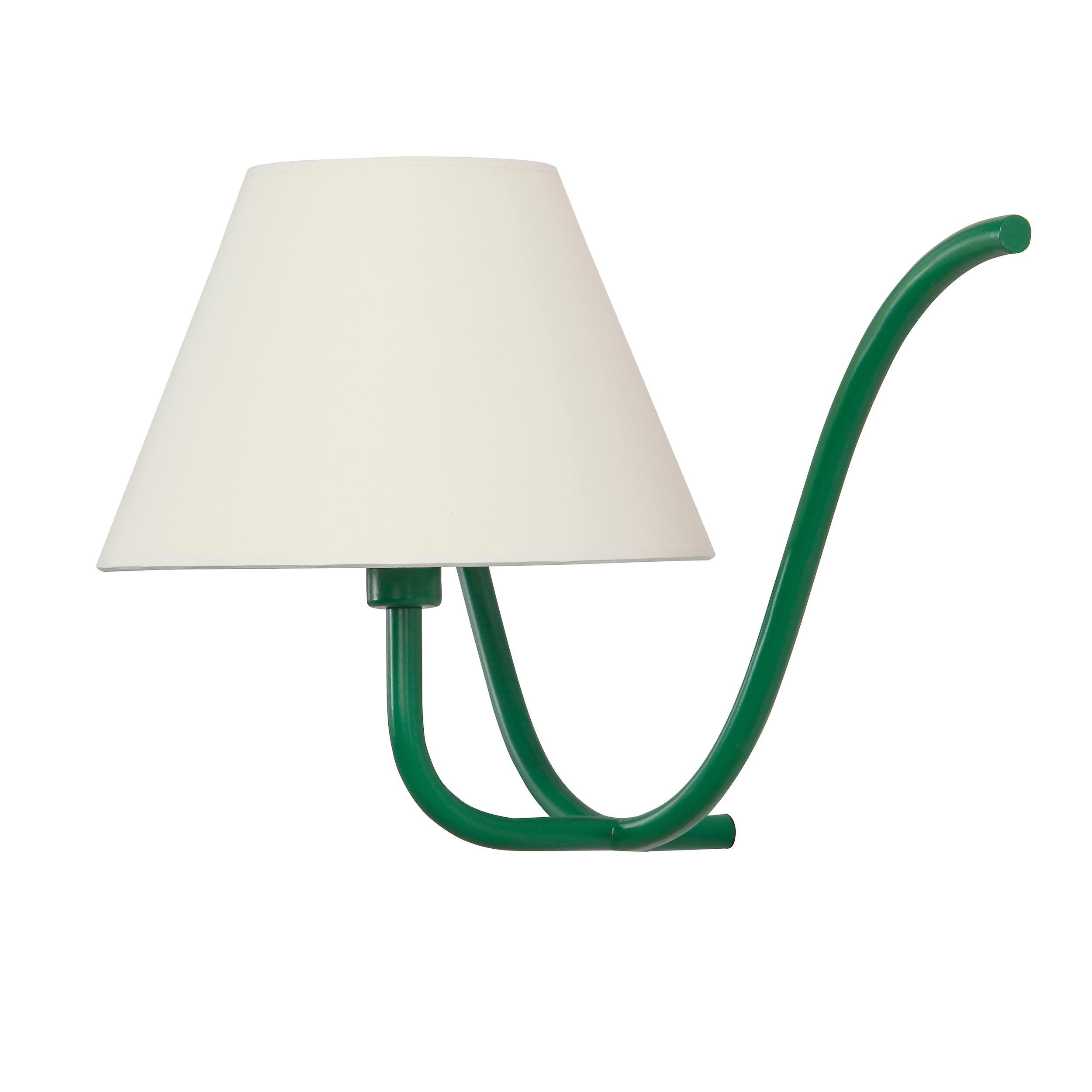 French Large Jean Royère Style Ondulation III Wall Light in Green