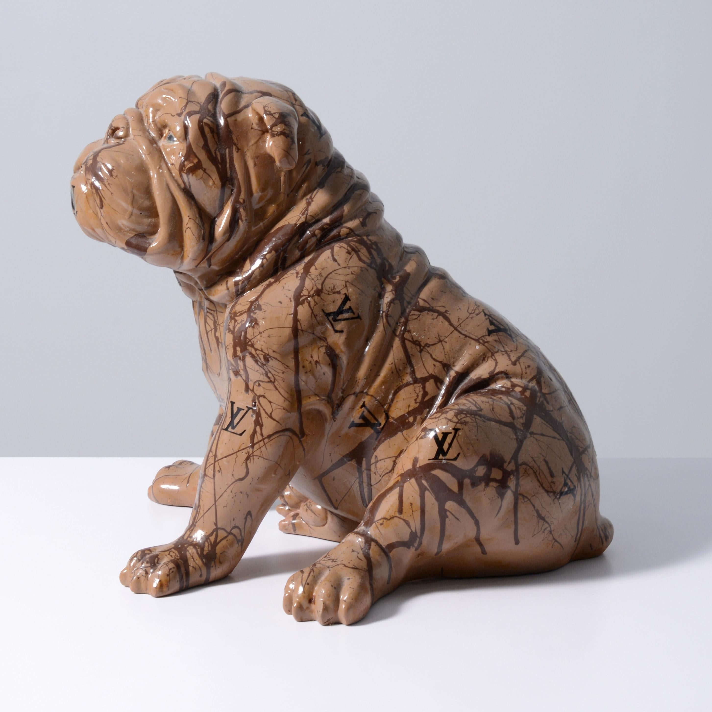 Modern Large Jeff Diamond Louis Vuitton Couture Bulldog For Sale