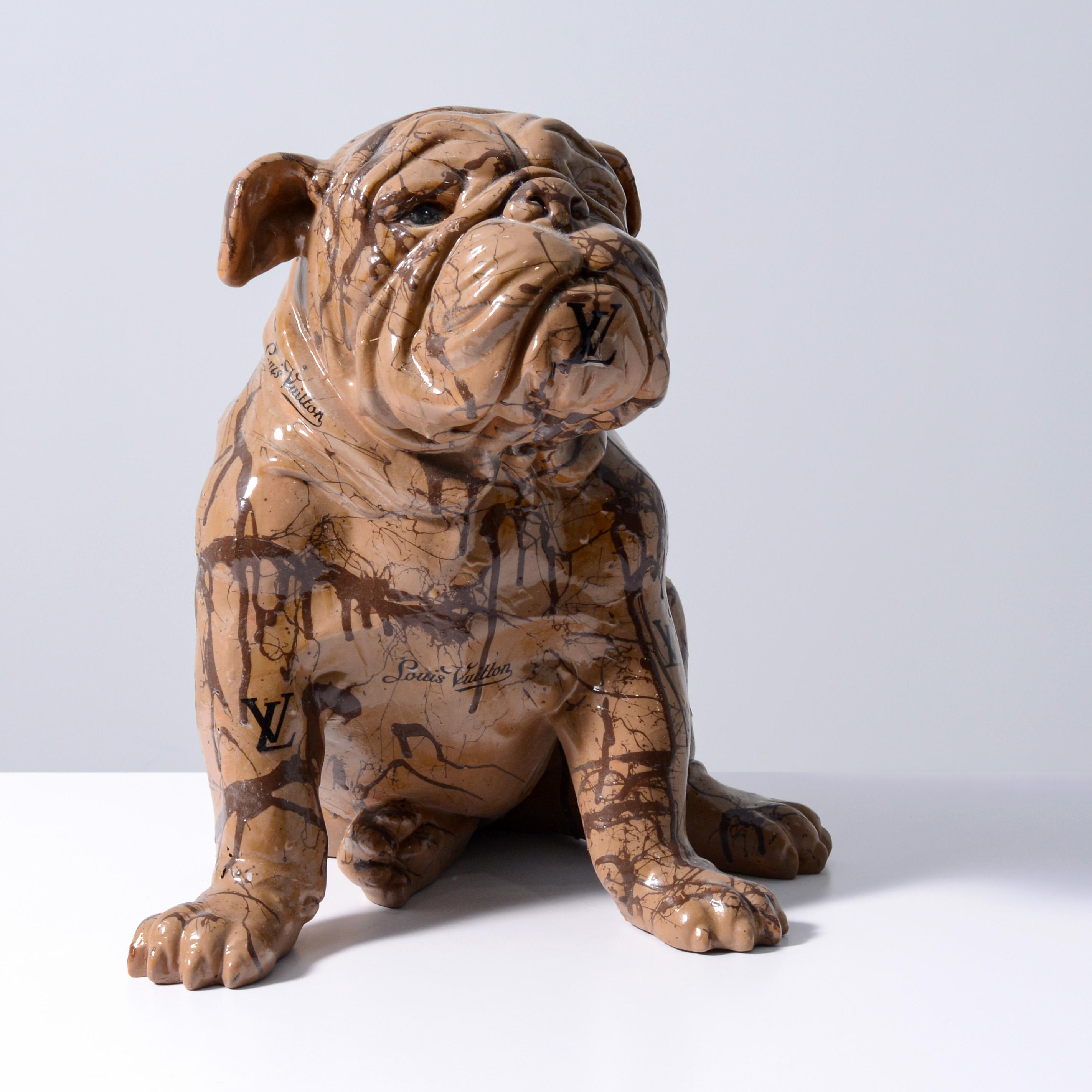 Contemporary Large Jeff Diamond Louis Vuitton Couture Bulldog For Sale