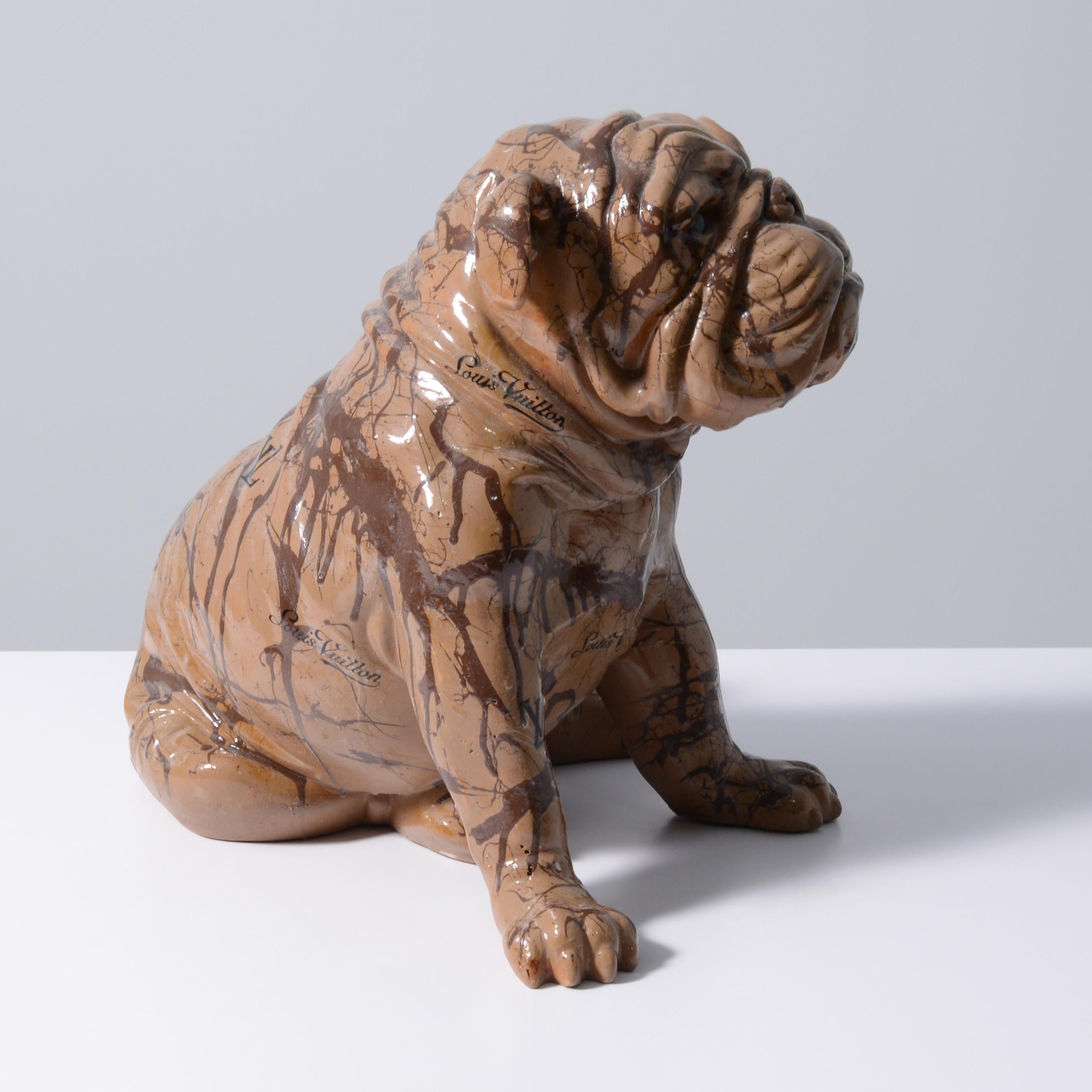 Resin Large Jeff Diamond Louis Vuitton Couture Bulldog For Sale