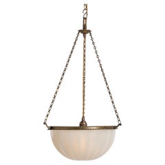 Large Jefferson "DORIC" Moonstone Glass Plafonnier with Attractive Brass Fitting
