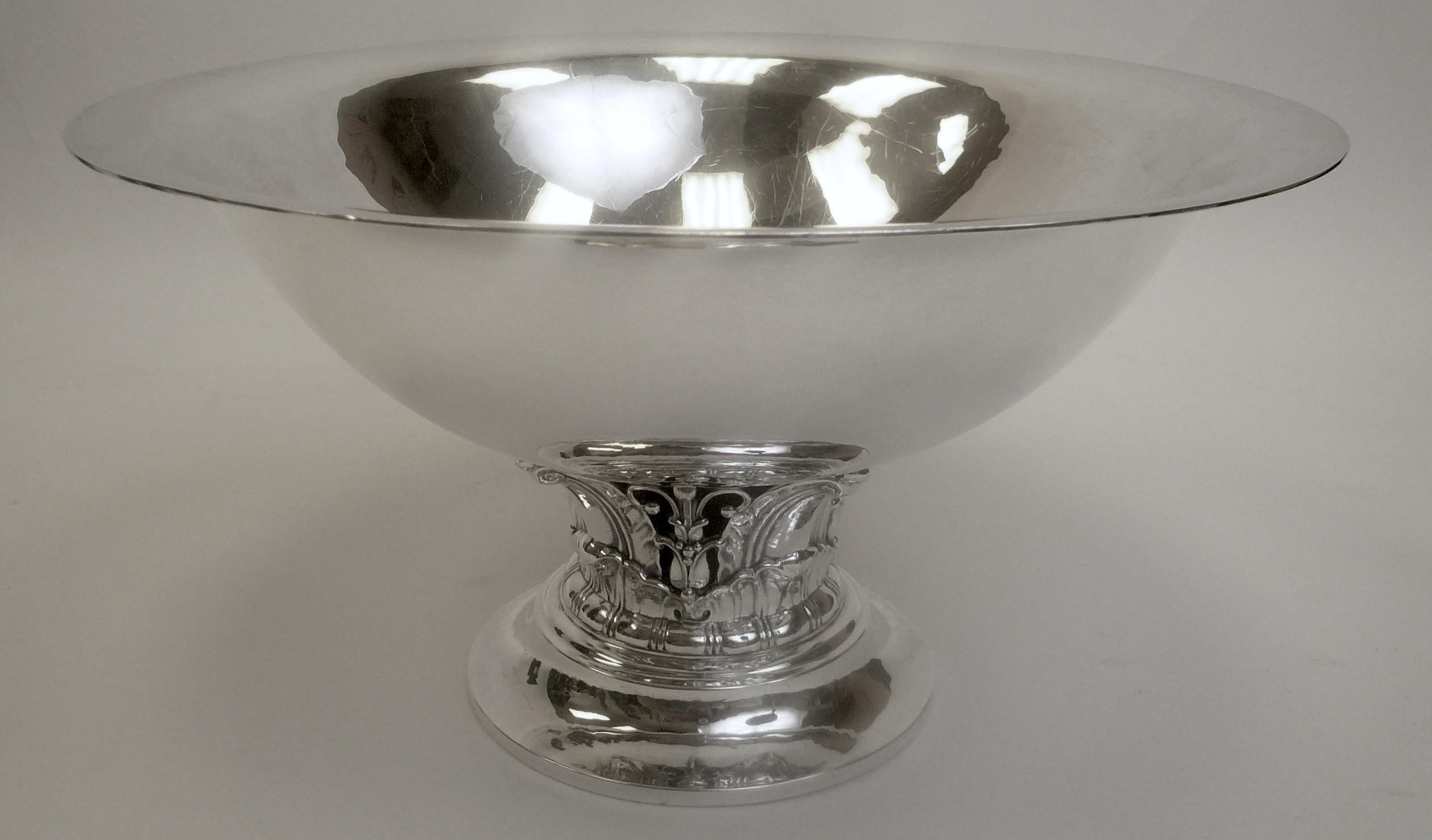 American Large Jensen Style Gorham Sterling Silver Footed Centrepiece Bowl