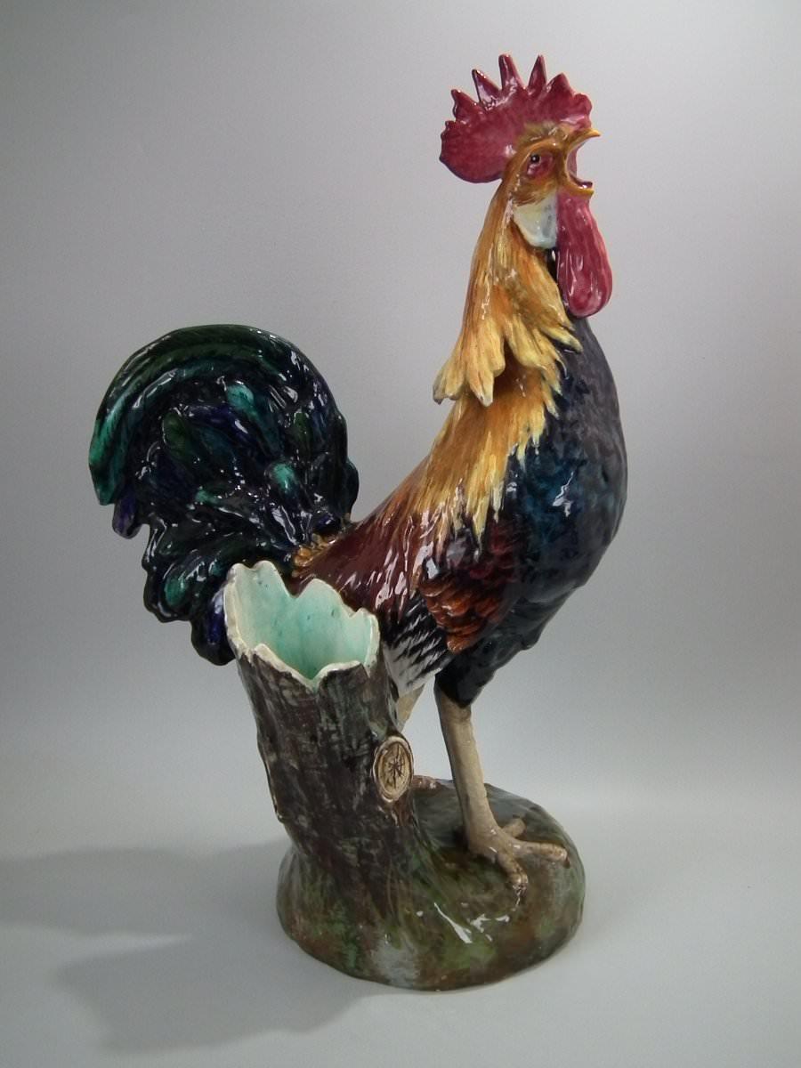 Victorian Large Jerome Massier Majolica Rooster