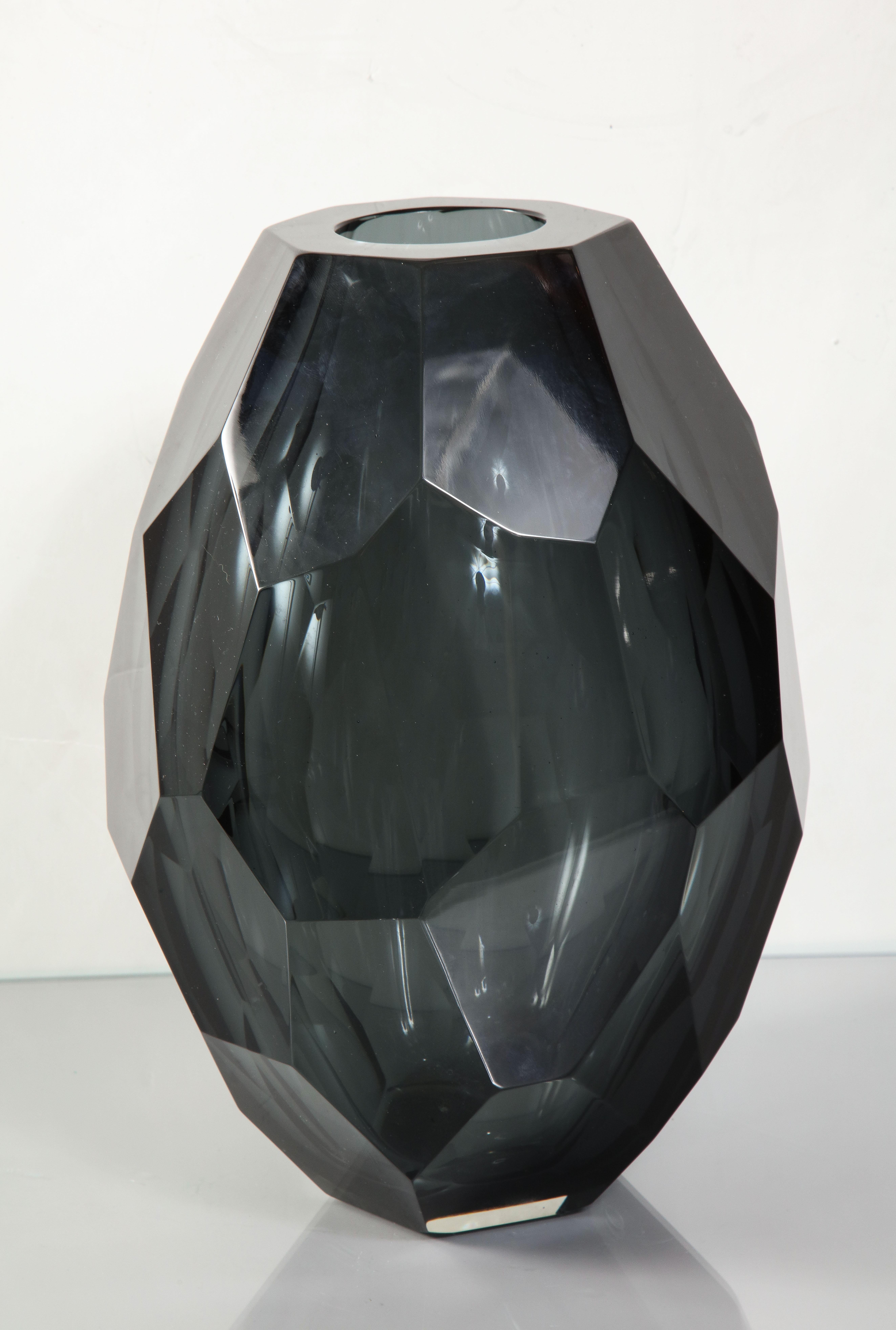 murano faceted glass vase