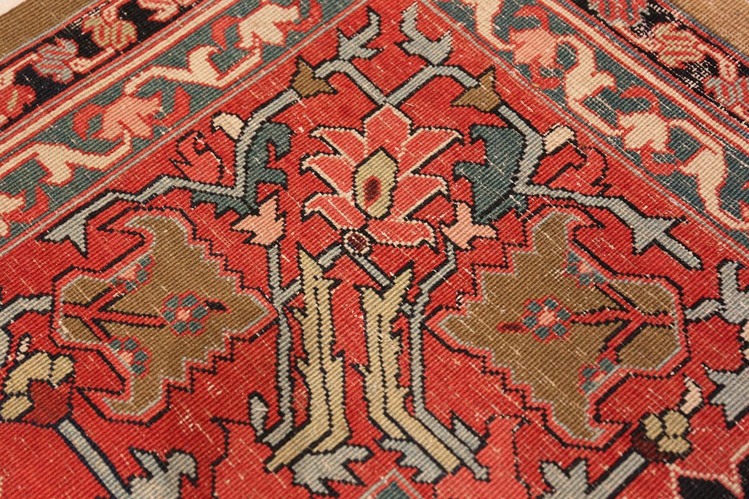 Spectacular and unusually fine weave large size with jewel tone colors antique Persian Heriz Serapi rug, country of origin / rug type: Antique Persian rugs, date: circa 1900. Size: 12 ft 6 in x 17 ft 6 in (3.81 m x 5.33 m)

The magnificent jewel