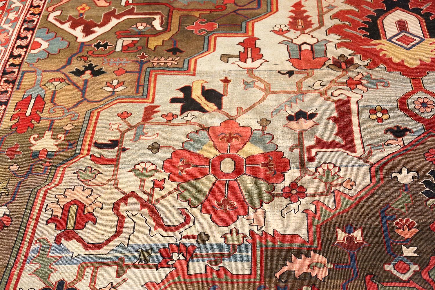 Wool Antique Persian Heriz Serapi Carpet. Size: 12' 6
