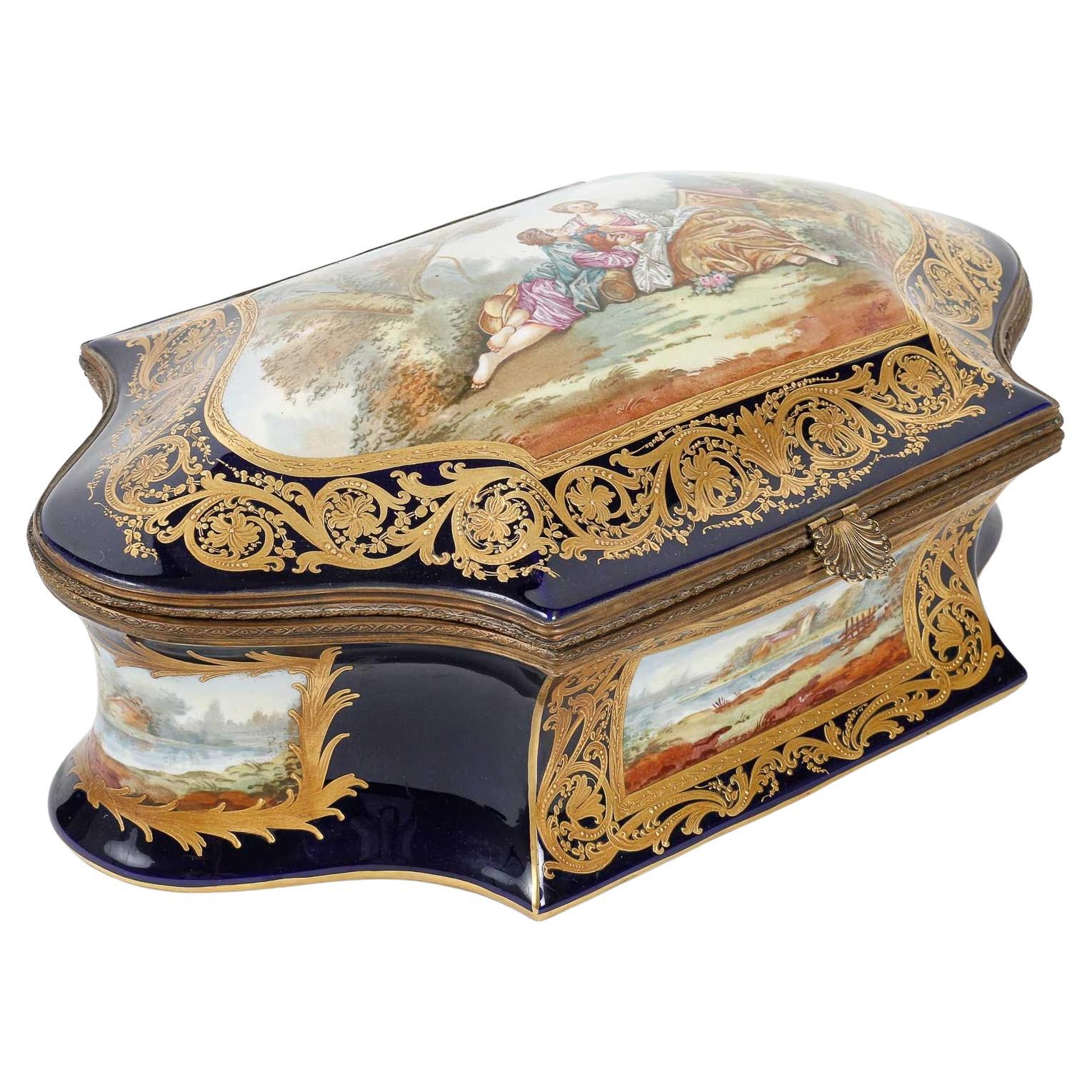 Large Jewellery Box in the Taste of Sèvres, 19th Century.