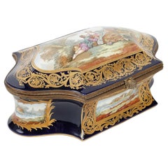 Antique Large Jewellery Box in the Taste of Sèvres, 19th Century.