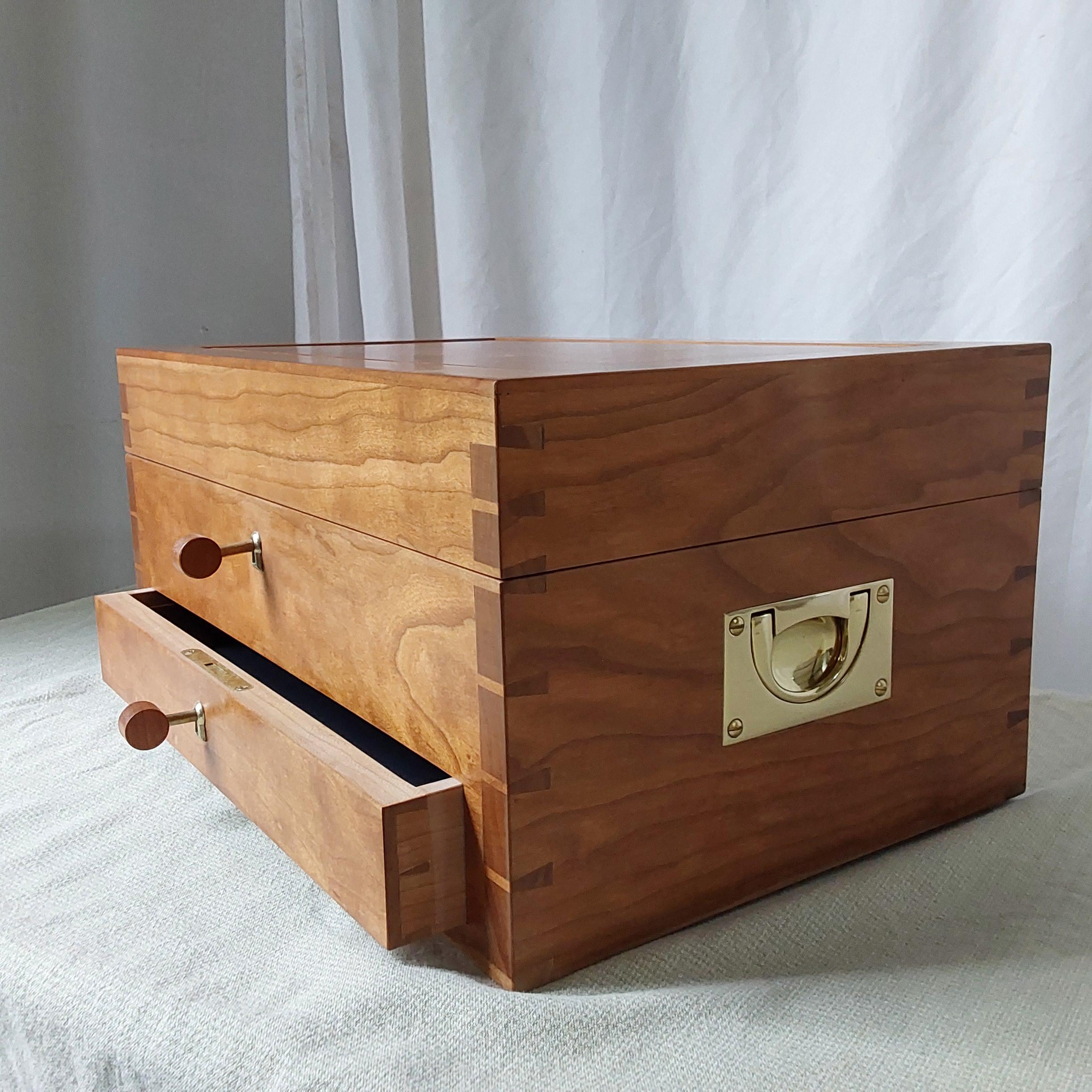 Hand-Crafted Large Jewelry Box With Drawer For Sale