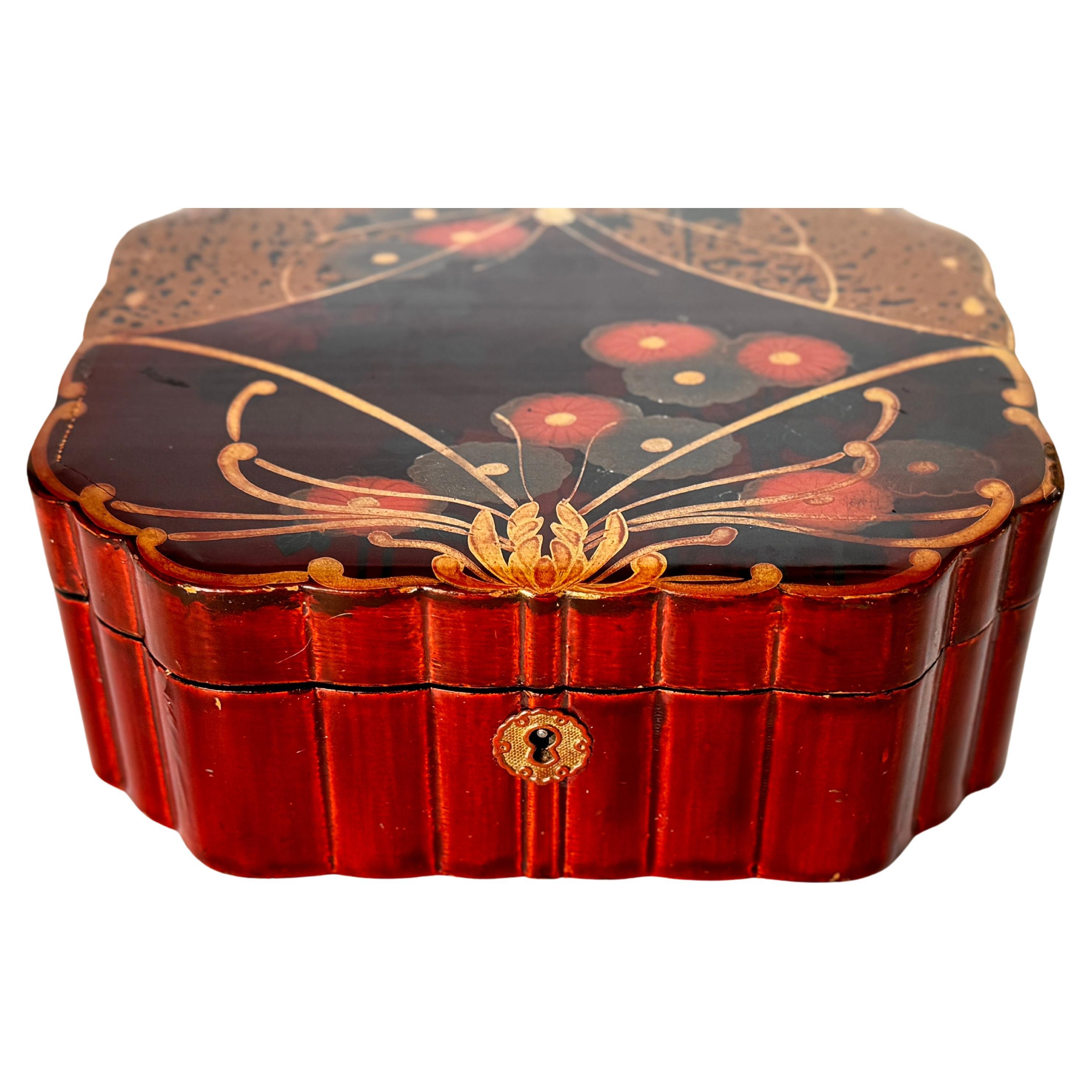 Joyas grandes  o Caja Decorativa Marrón  Colores rojos Color Japón 19