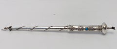 Large Jewish Yad or Torah Pointer of Silver with Inset Stone and Star of David