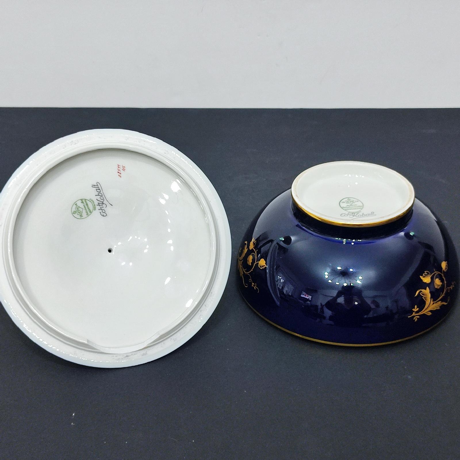 Large Jlmenau Porcelain Lidded Jar and a Hutschenreuter Sugar Bowl with Putto For Sale 9
