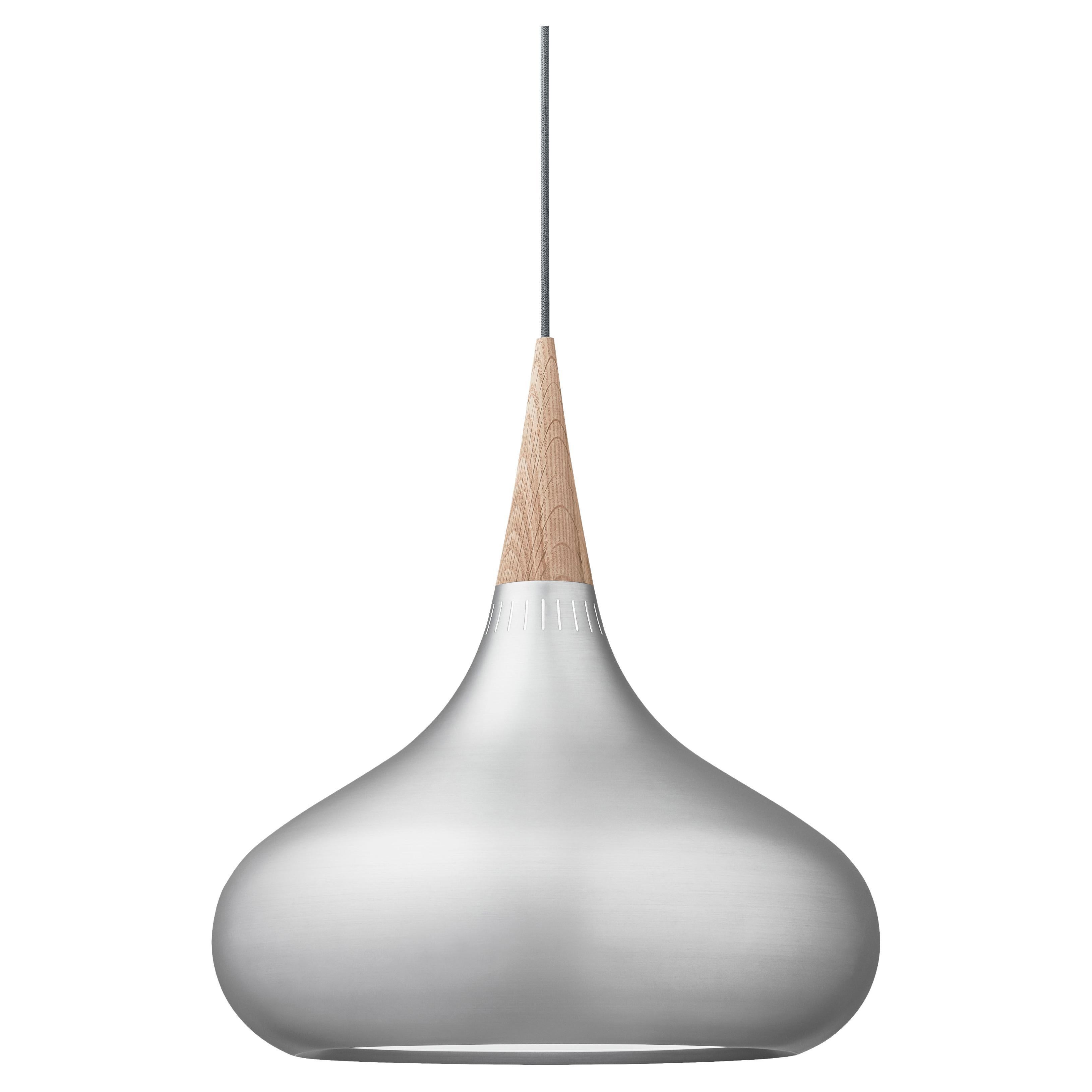 Large Jo Hammerborg 'Orient' Pendant Lamp for Fritz Hansen in Aluminum and Oak For Sale