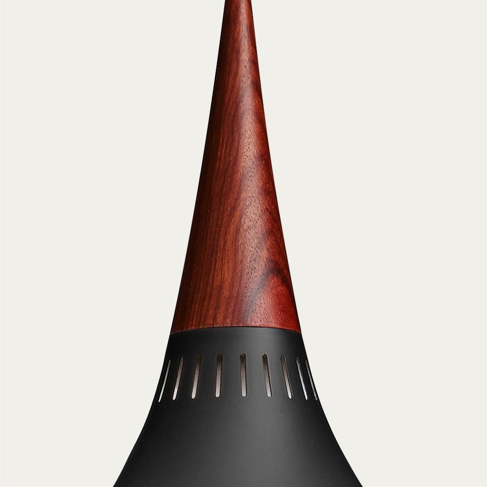 Large Jo Hammerborg 'Orient' Pendant Lamp for Fritz Hansen in Black and Rosewood In New Condition For Sale In Glendale, CA