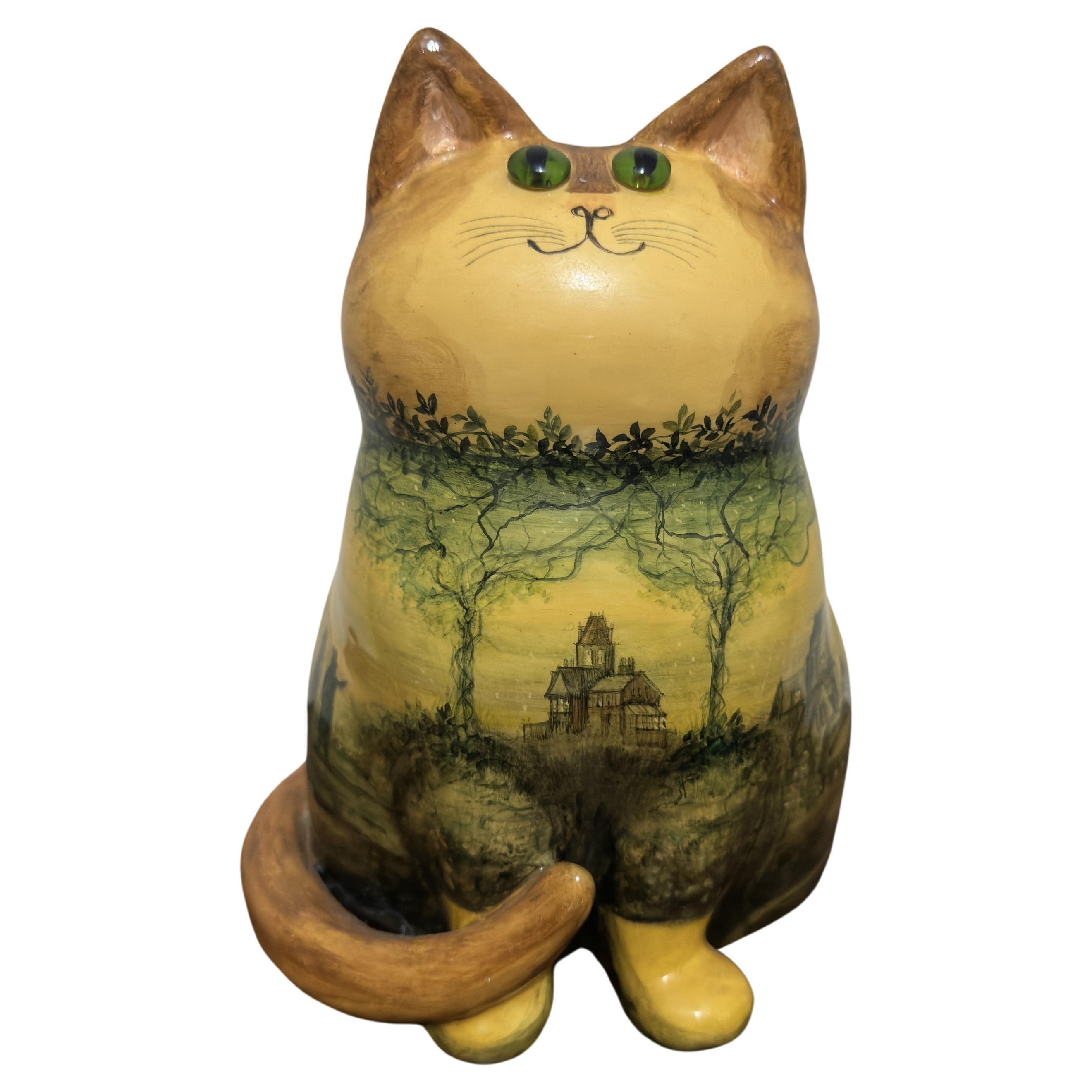 Large Joan and David De Bethel Papier Mache Cat  1977