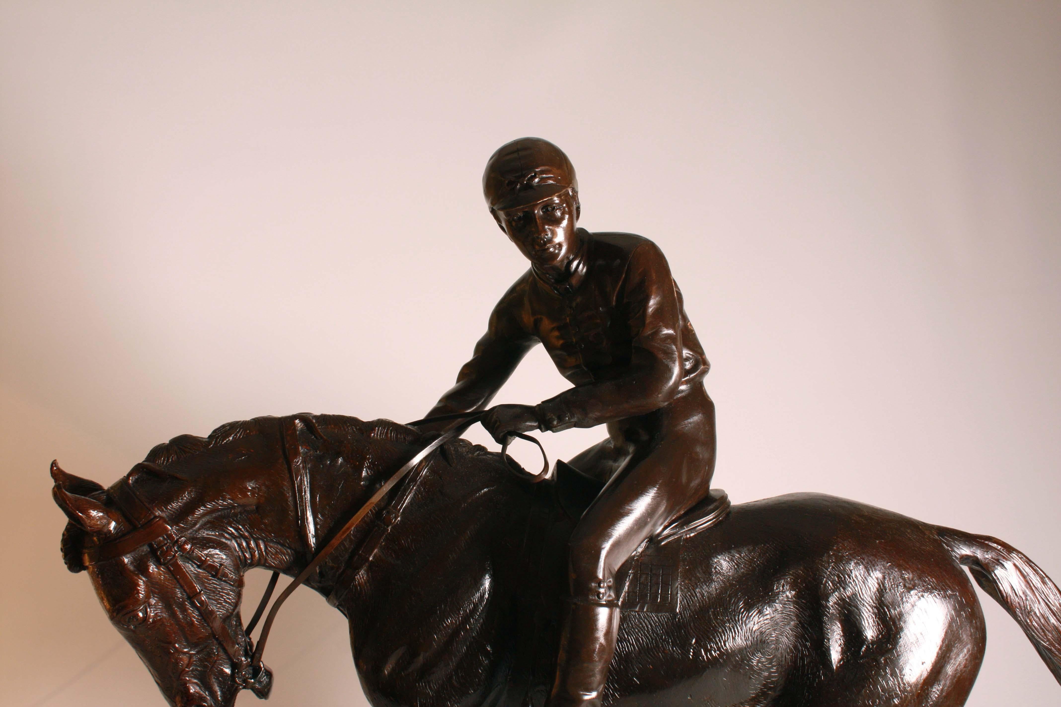 Victorian Large Jockey on Horseback Bronze, circa 1890