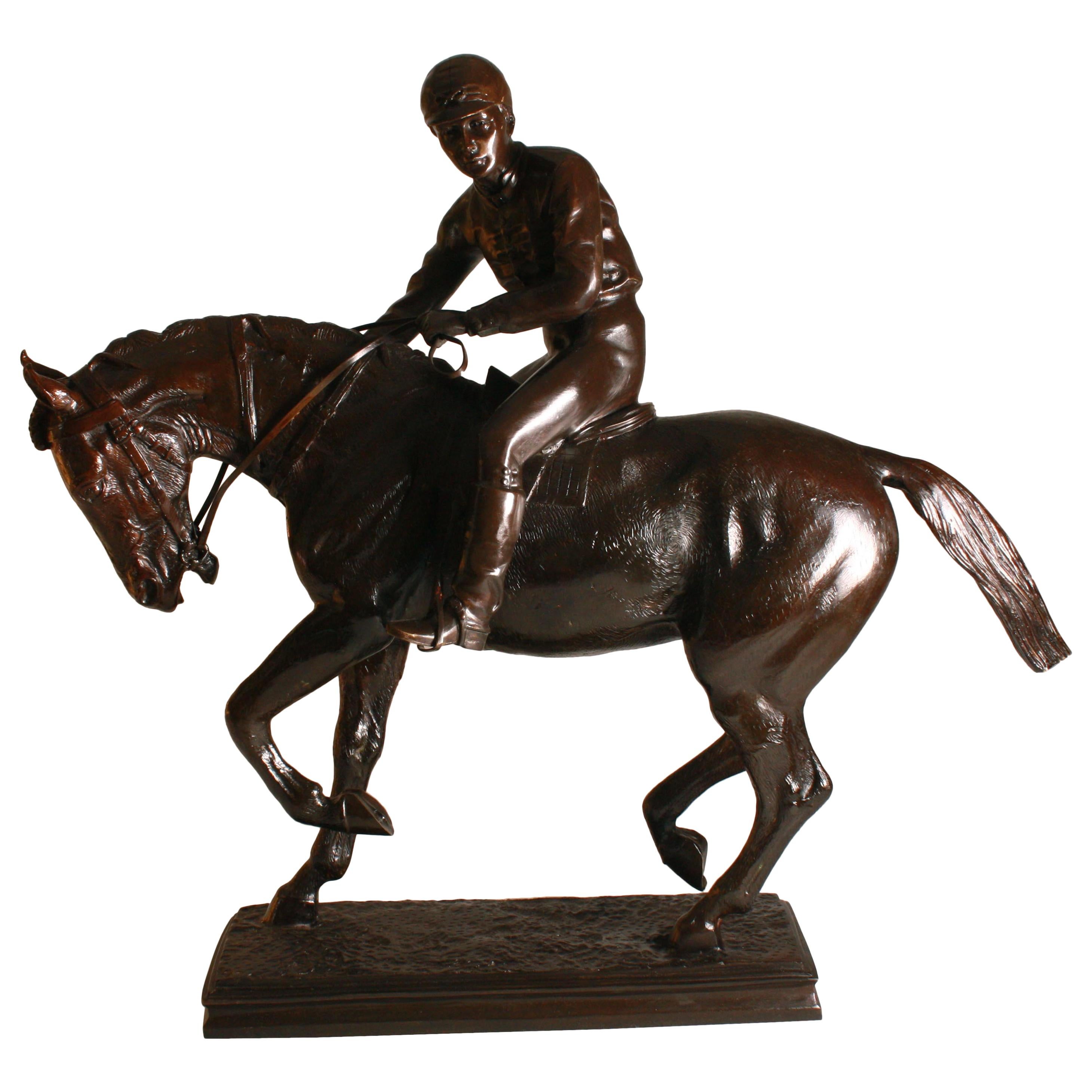 Large Jockey on Horseback Bronze, circa 1890