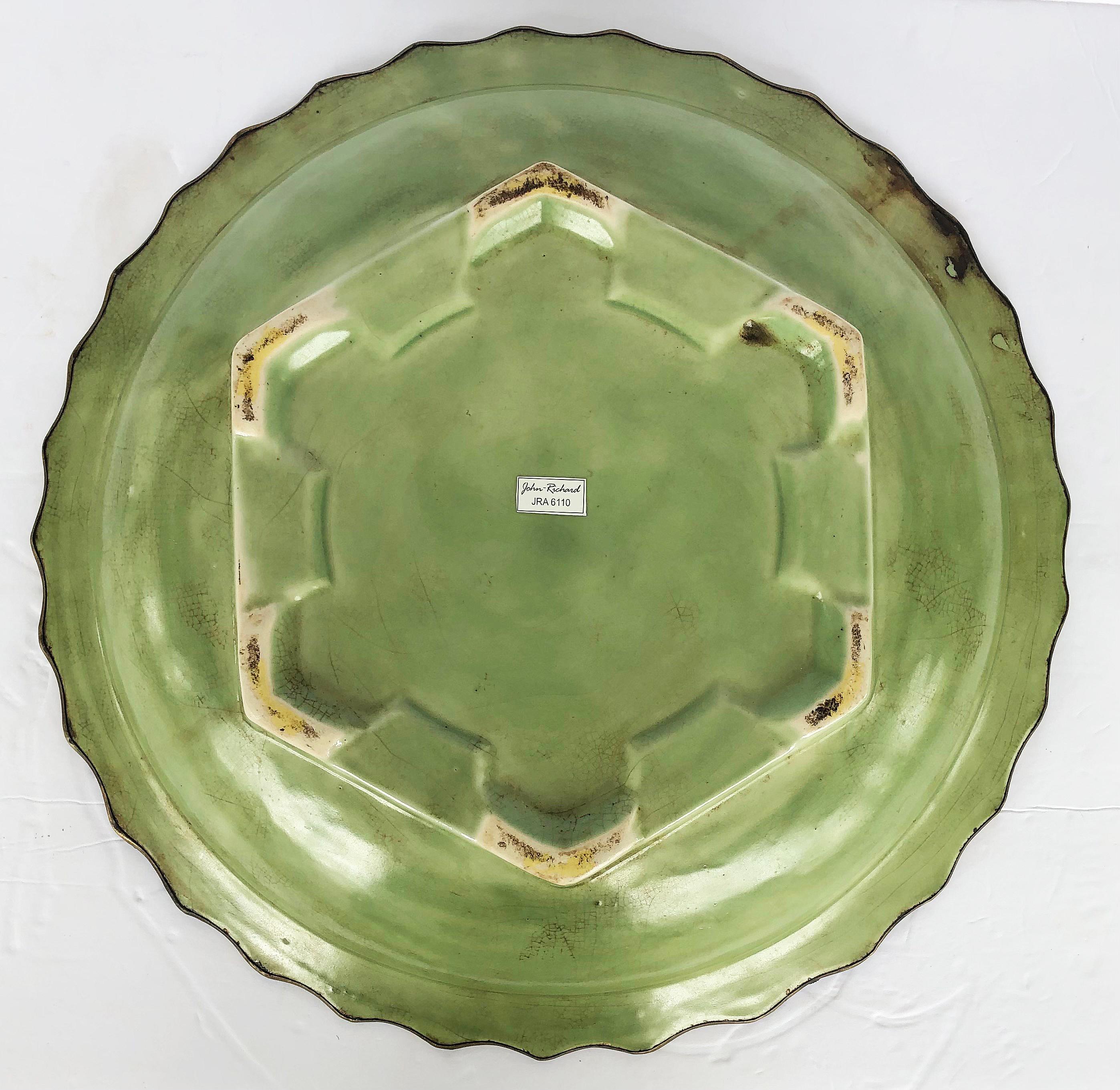 Grand bol de centre de table en céramique John Richard en porcelaine avec glaçure craquelée en vente 1