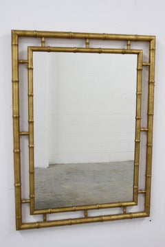 Large John Widdicomb Chinese Chippendale Style Faux Bamboo Gold Leaf Mirror
