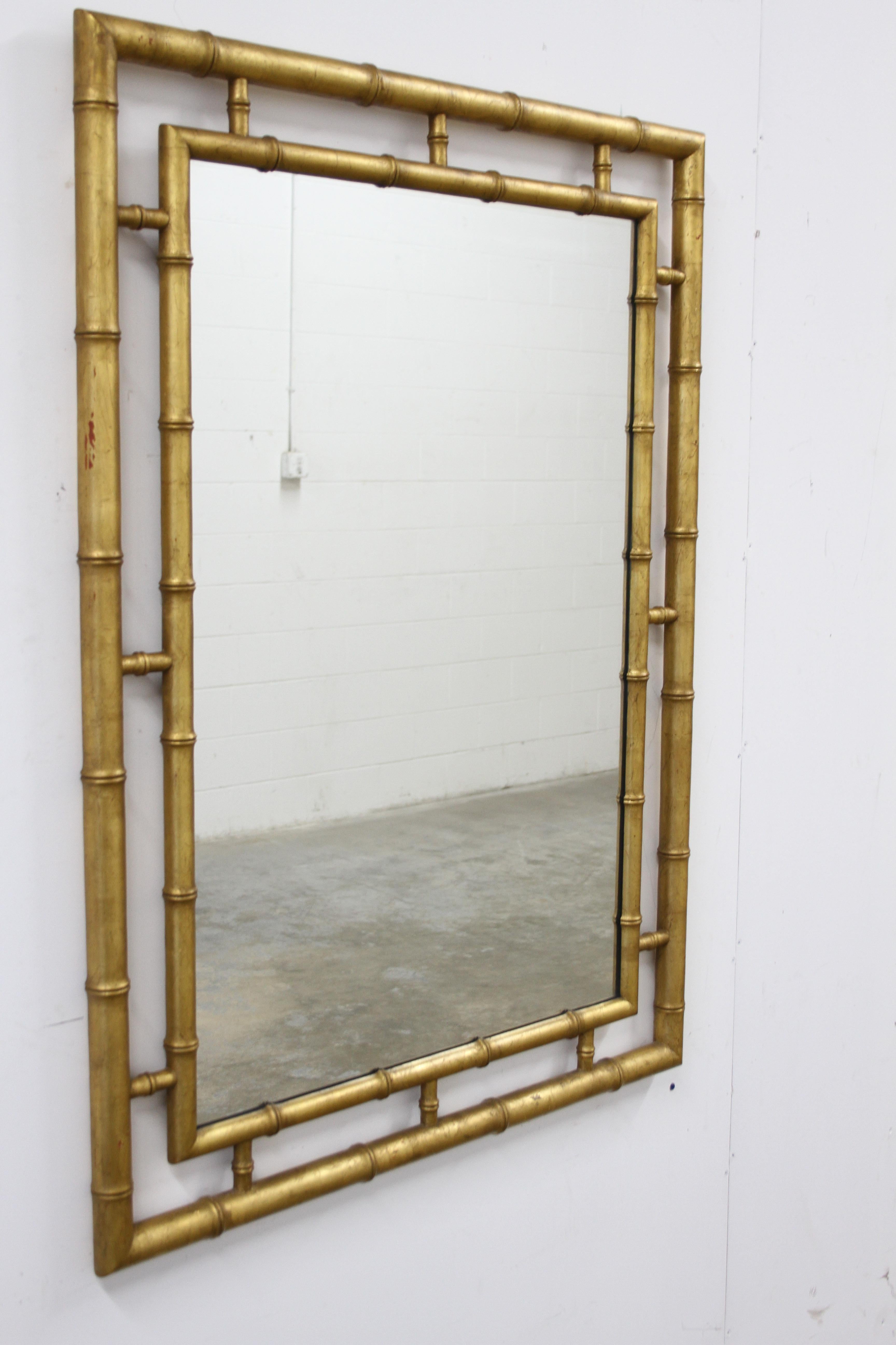 large gold bamboo mirror