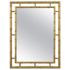 Grand miroir à feuilles d'or en faux bambou de style Chippendale chinois de John Widdicomb