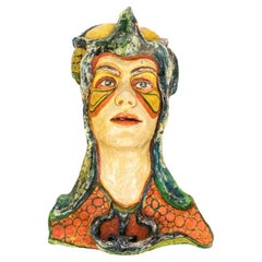 Large John Ziegenhagen Mid Century Cast Plaster Signed Bust Wall Sculpture