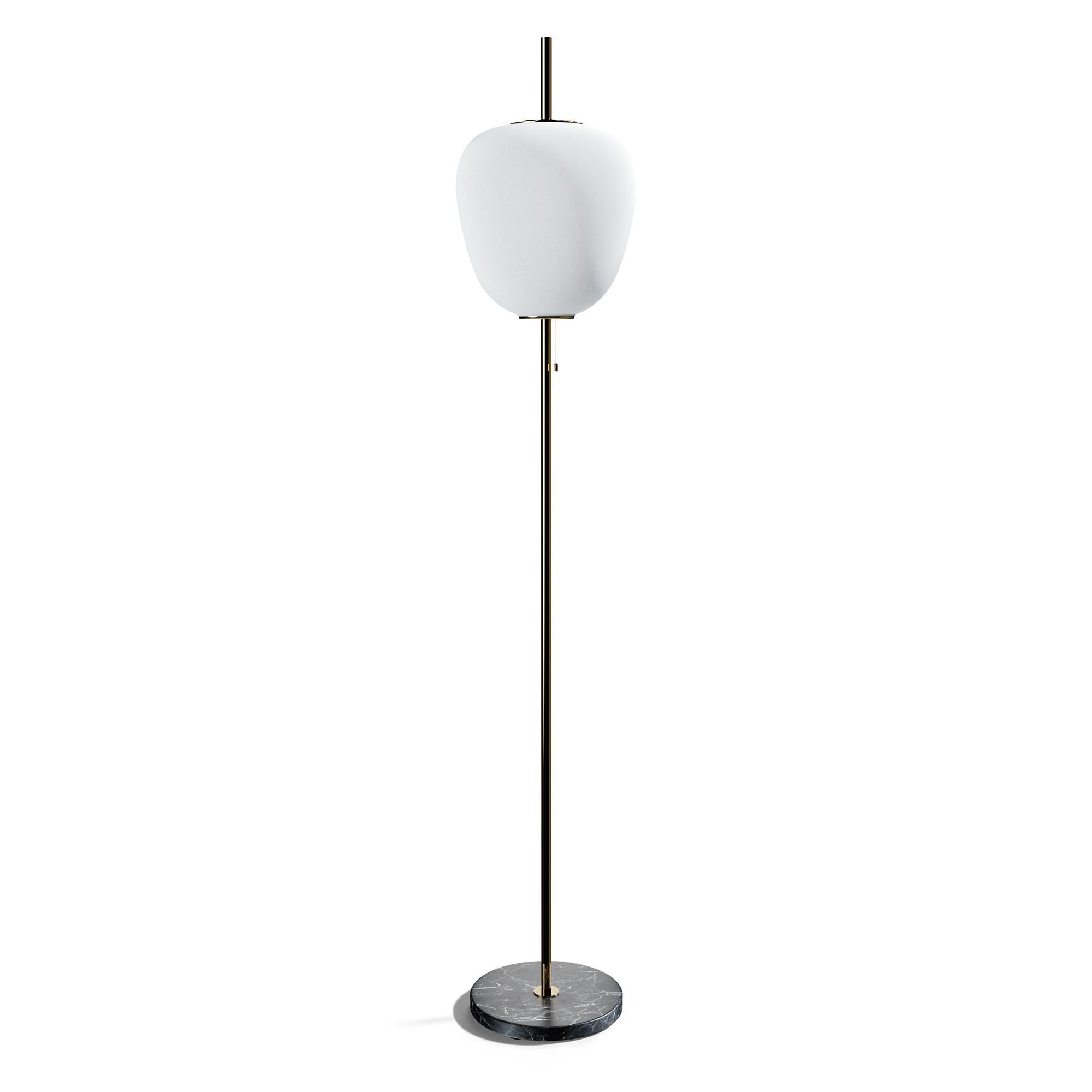 Large Joseph-André Motte J14 Floor Lamp in Brushed Brass and Marble for Disderot For Sale 10