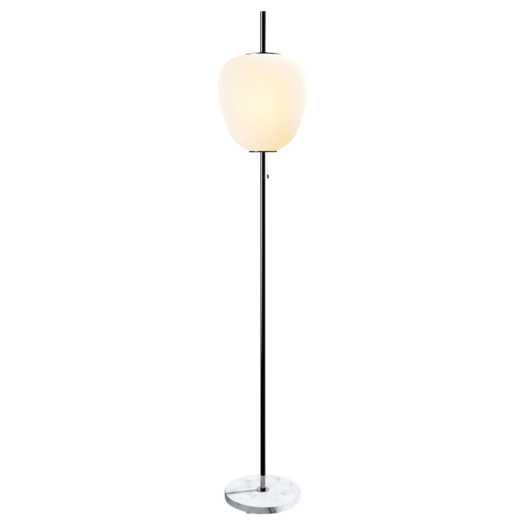 Grande lampada da terra Joseph-André Motte J14 in cromo e marmo grigio per Disderot