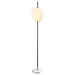 Grande lampada da terra Joseph-André Motte J14 in cromo e marmo grigio per Disderot