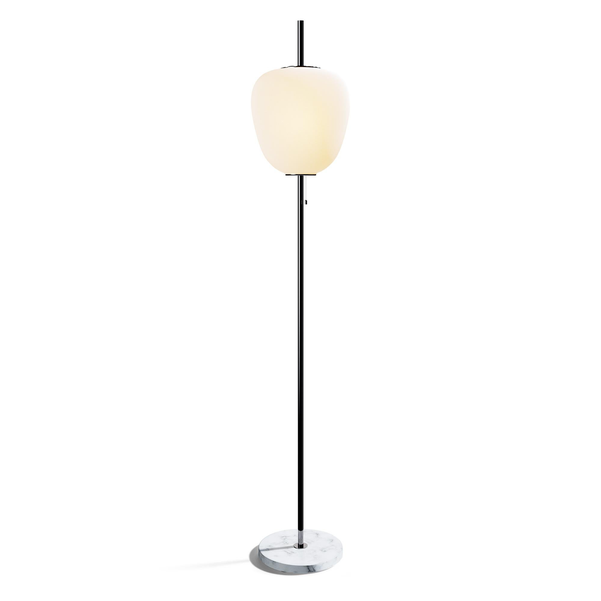 Large Joseph-André Motte J14 Floor Lamp in Chrome and Black Marble for Disderot For Sale 4