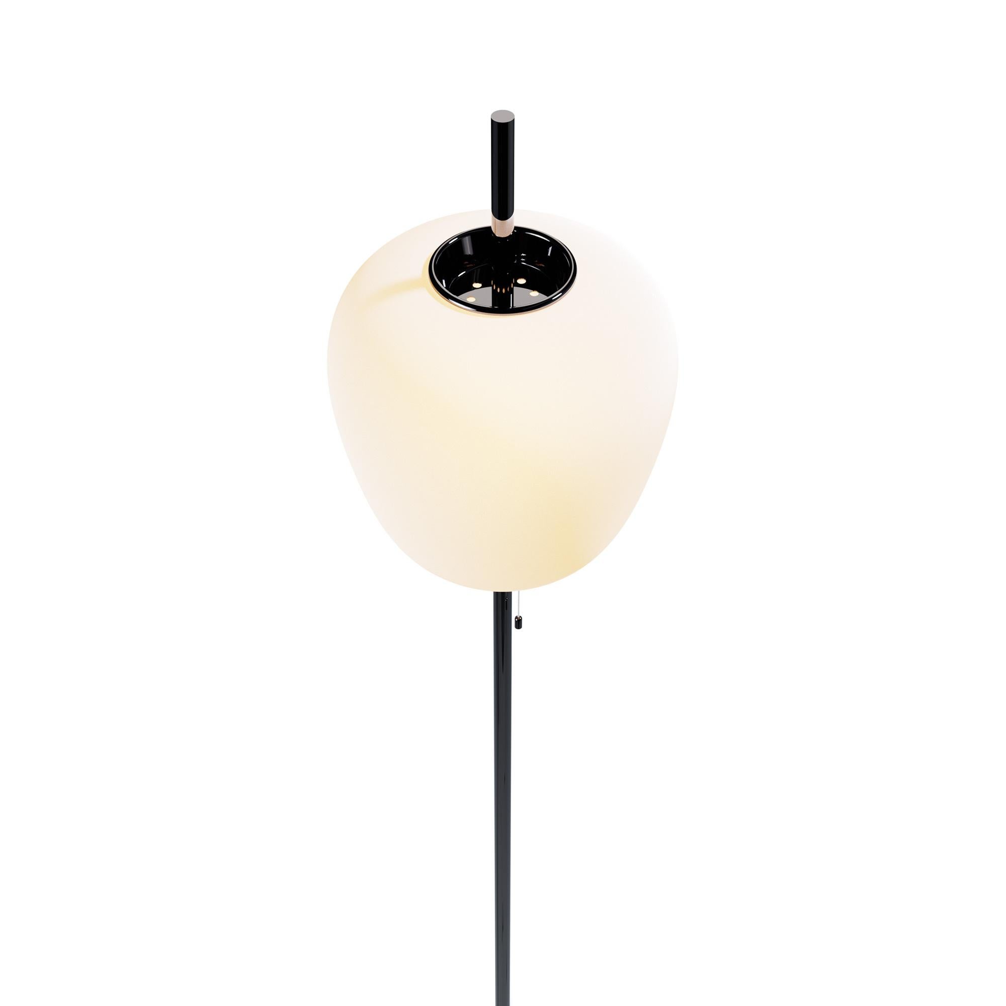 Poli Grand lampadaire Joseph-André Motte J14 en chrome et marbre noir pour Disderot en vente