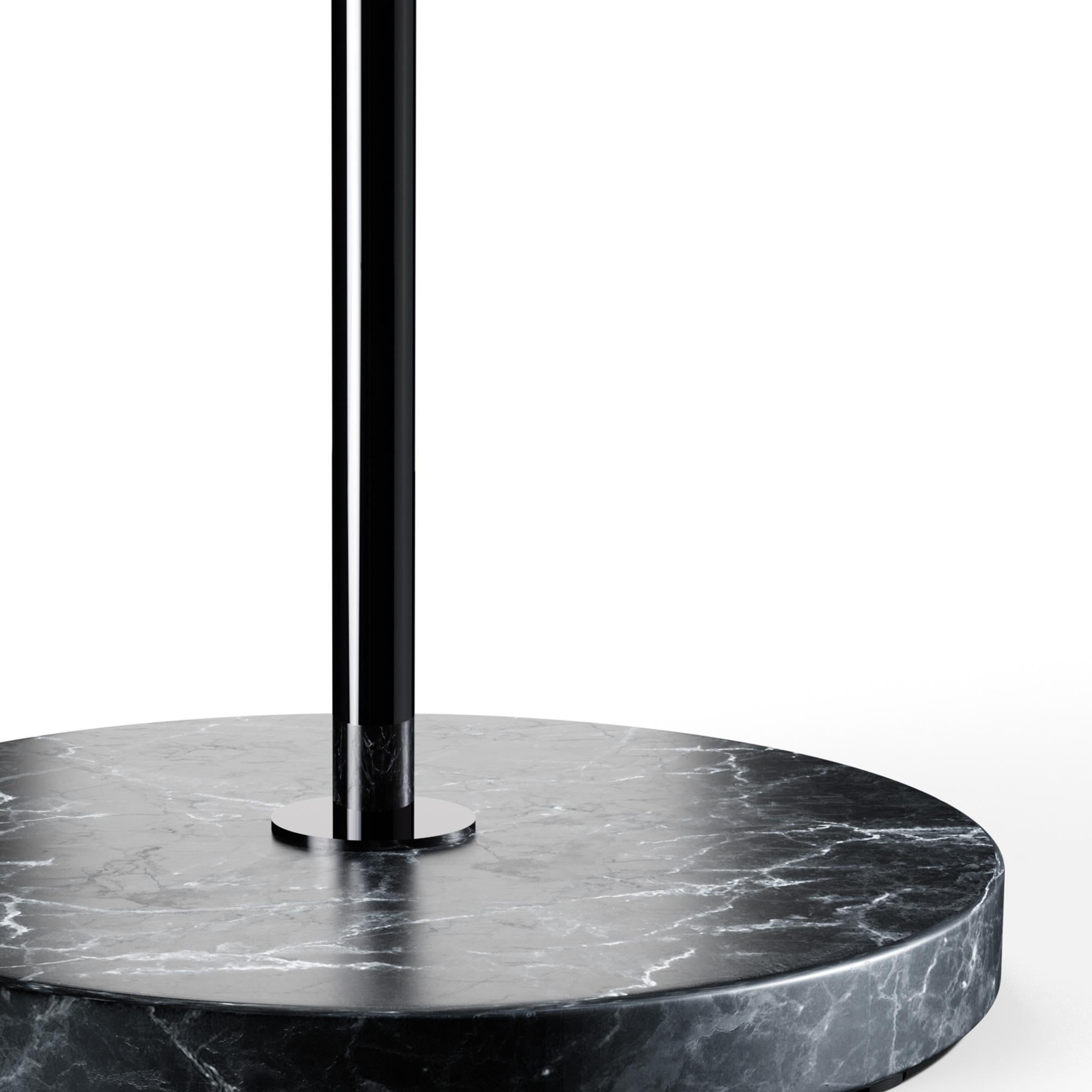 Polished Large Joseph-André Motte J14 Floor Lamp in Chrome and Black Marble for Disderot For Sale