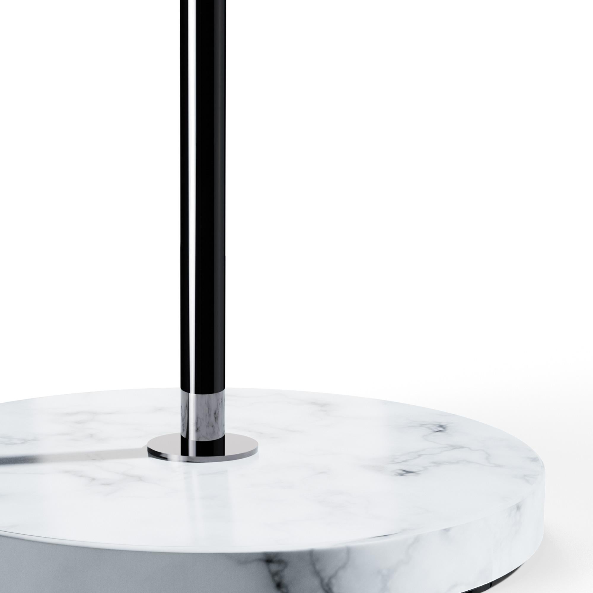 XXIe siècle et contemporain Grand lampadaire Joseph-André Motte J14 en chrome et marbre noir pour Disderot en vente