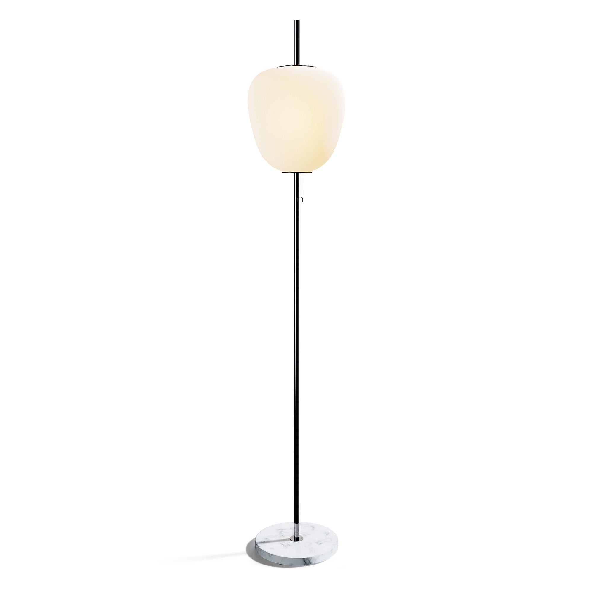 Chrome Grand lampadaire Joseph-André Motte J14 en chrome et marbre noir pour Disderot en vente