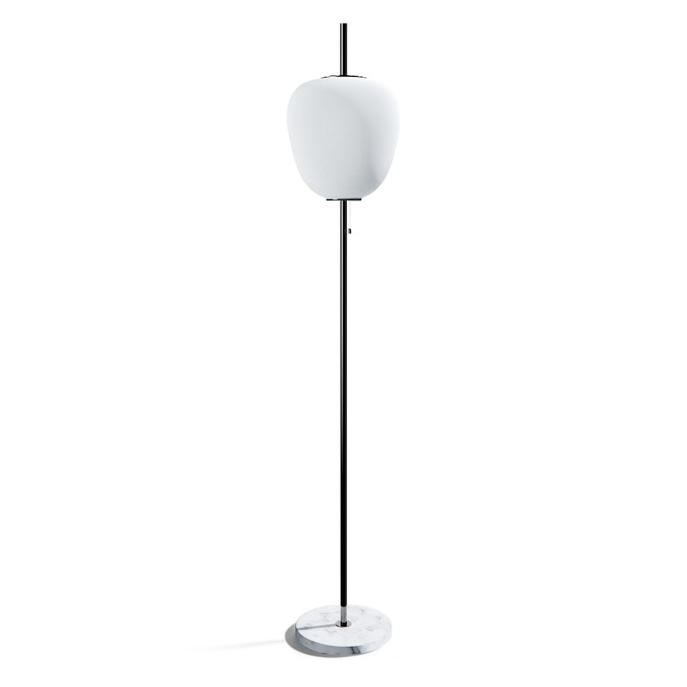 Large Joseph-André Motte J14 floor lamp in chrome and gray marble for Disderot. 

Originally designed in 1957, this sculptural floor lamp is a newly produced numbered edition with authentication certificate made in France by Disderot with many of